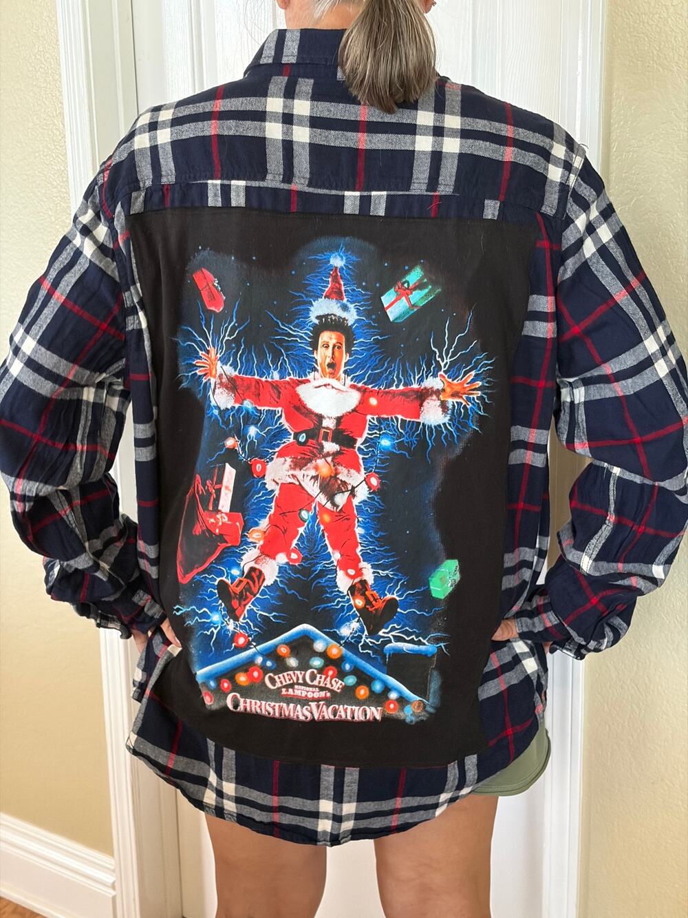 Chevy Chase Christmas Vacation Upcycled Flannel Shirt Unisex 2XLT 2XL Tall